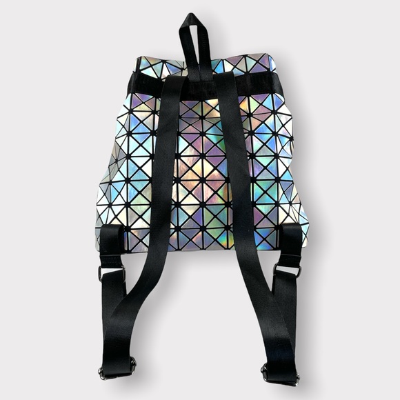 Futuristic Space Iridescent Holographic Geometric Triangles Backpack - Picture 4 of 13